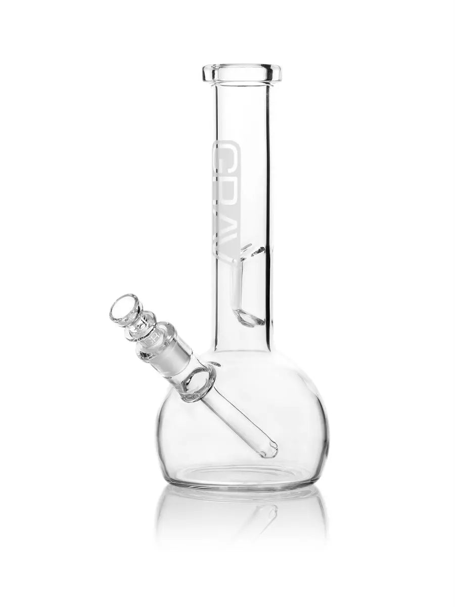 GRAV Small Clear Round Base Water Pipe - Herbaleyes