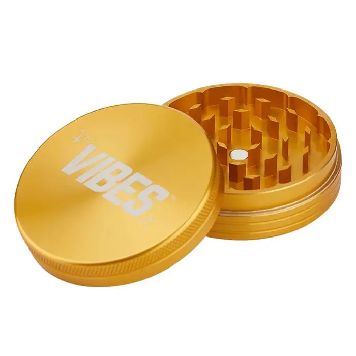 Gold Aluminium 2 Piece Herb Grinder by Vibes x Aerospace Grav