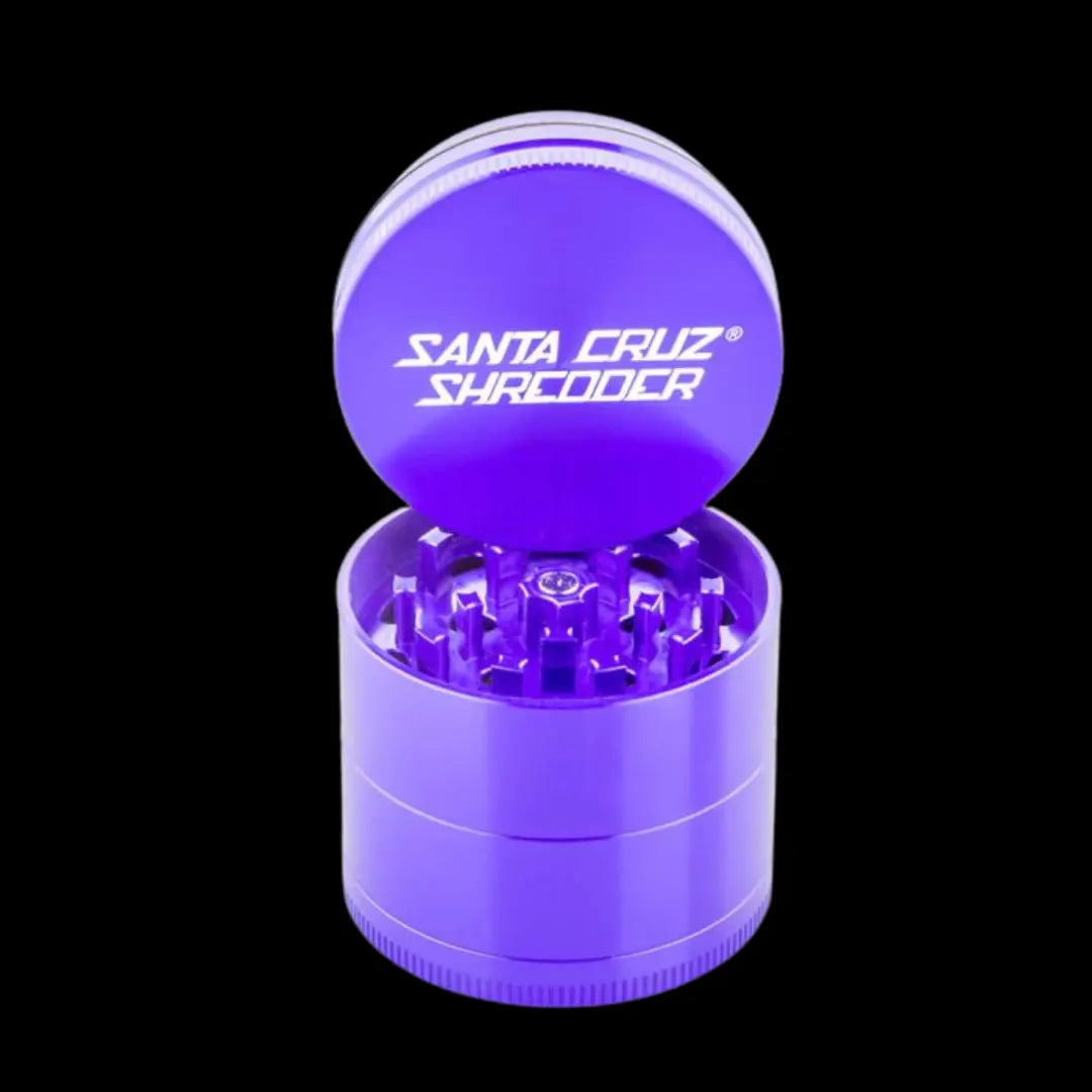 Small 4 Piece Gloss Herb Grinders by Santa Cruz Shredder in Purple - Herbaleyes