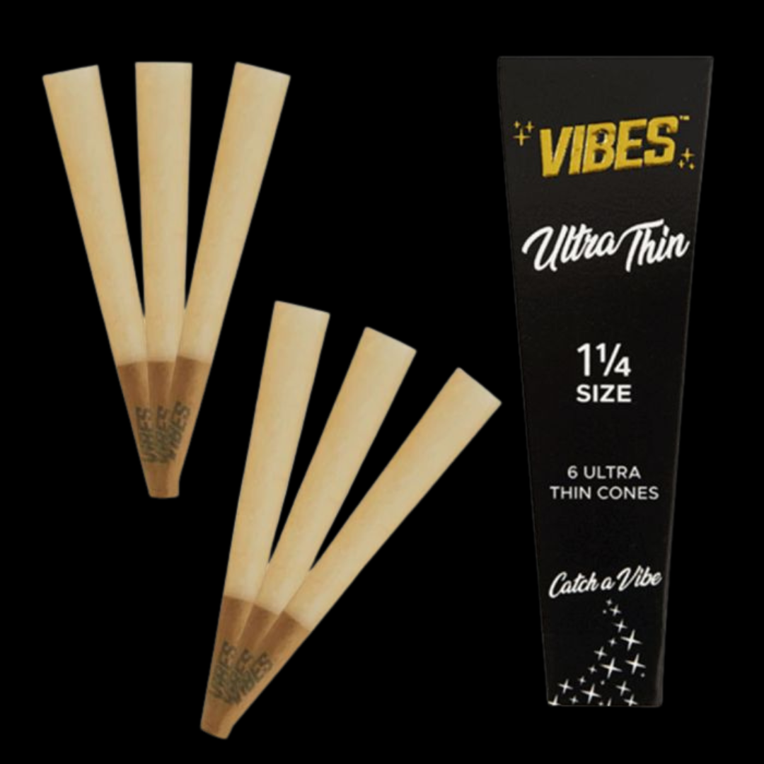 Vibes Cones Coffin Pack 1 ¼ Size Ultra Thin - Black - Herbaleyes