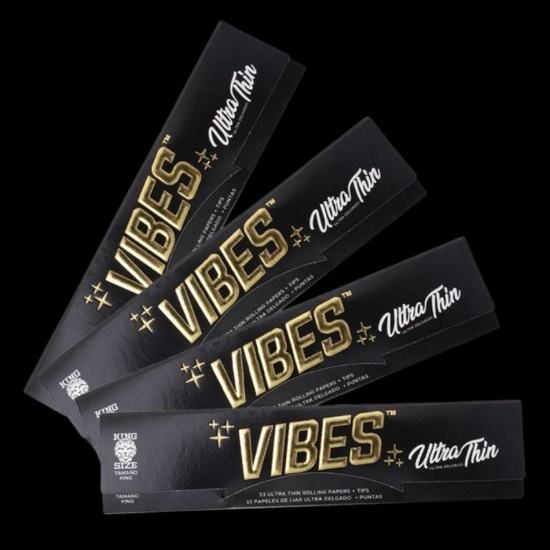 Vibes Rolling Papers King Size Slim Ultra Thin (Black) - Herbaleyes
