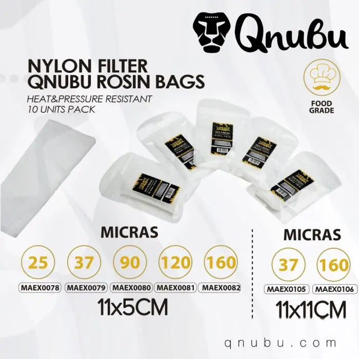 Rosin Press Bag 11x5cm Pack 10 Units by Qnubu - Herbaleyes